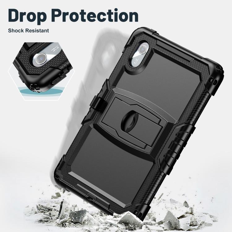 For Lenovo Xiaoxin Pad 11 2025 / 2024 Silicone Hydric PC Tablet Case with Shoulder Strap & Holder(Black) by buy2fix