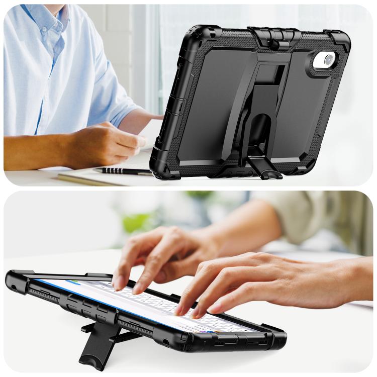 For Lenovo Xiaoxin Pad 11 2025 / 2024 Silicone Hydric PC Tablet Case with Shoulder Strap & Holder(Black) by buy2fix