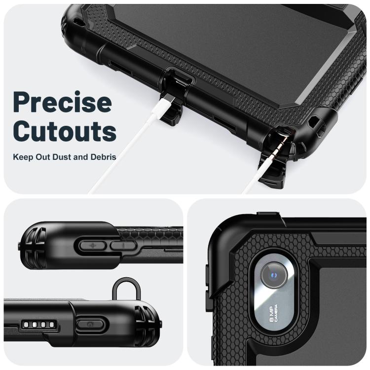 For Lenovo Xiaoxin Pad 11 2025 / 2024 Silicone Hydric PC Tablet Case with Shoulder Strap & Holder(Black) by buy2fix