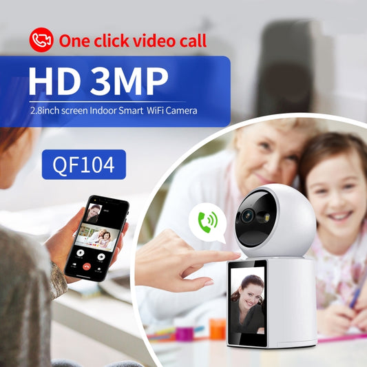 ESCAM QF104 One Click Video Call 3MP Indoor Humanoid Detection Audible Alarm Color Night Version Smart WiFi Camera, US Plug by ESCAM