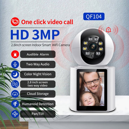 ESCAM QF104 One Click Video Call 3MP Indoor Humanoid Detection Audible Alarm Color Night Version Smart WiFi Camera, EU Plug - Wireless Camera by ESCAM | Online Shopping UK | buy2fix