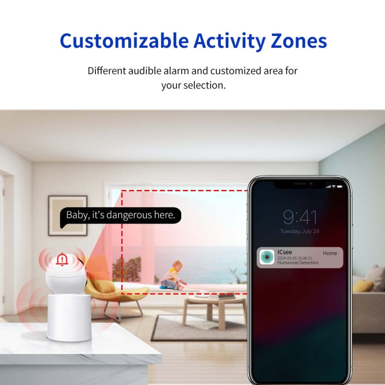 ESCAM QF104 One Click Video Call 3MP Indoor Humanoid Detection Audible Alarm Color Night Version Smart WiFi Camera, UK Plug - Wireless Camera by ESCAM | Online Shopping UK | buy2fix