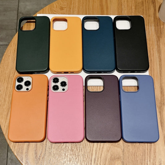 For iPhone 13 Pure Color Leather Magsafe Magnetic Phone Case(Orange) by buy2fix