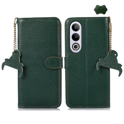 For OnePlus Nord CE4 5G / K12 5G Genuine Leather Litchi Texture RFID Leather Phone Case(Green) - OnePlus Cases by buy2fix | Online Shopping UK | buy2fix