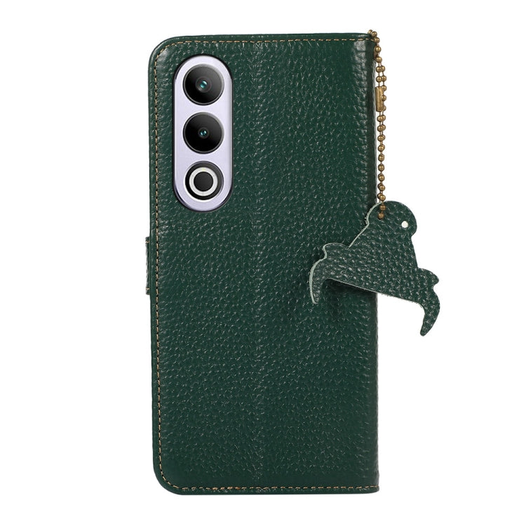For OnePlus Nord CE4 5G / K12 5G Genuine Leather Litchi Texture RFID Leather Phone Case(Green) - OnePlus Cases by buy2fix | Online Shopping UK | buy2fix