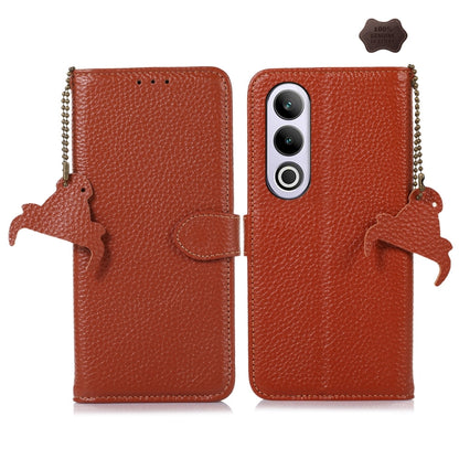 For OnePlus Nord CE4 5G / K12 5G Genuine Leather Litchi Texture RFID Leather Phone Case(Coffee) - OnePlus Cases by buy2fix | Online Shopping UK | buy2fix