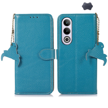 For OnePlus Nord CE4 5G / K12 5G Genuine Leather Litchi Texture RFID Leather Phone Case(Blue) - OnePlus Cases by buy2fix | Online Shopping UK | buy2fix