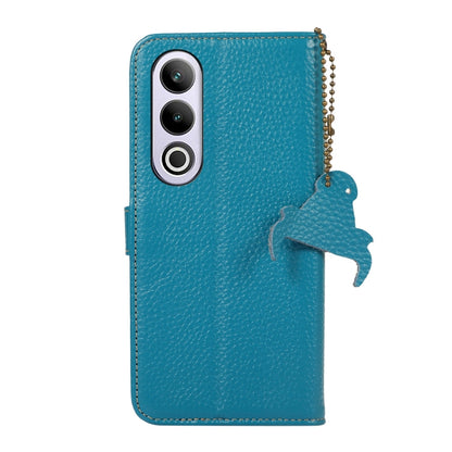 For OnePlus Nord CE4 5G / K12 5G Genuine Leather Litchi Texture RFID Leather Phone Case(Blue) - OnePlus Cases by buy2fix | Online Shopping UK | buy2fix