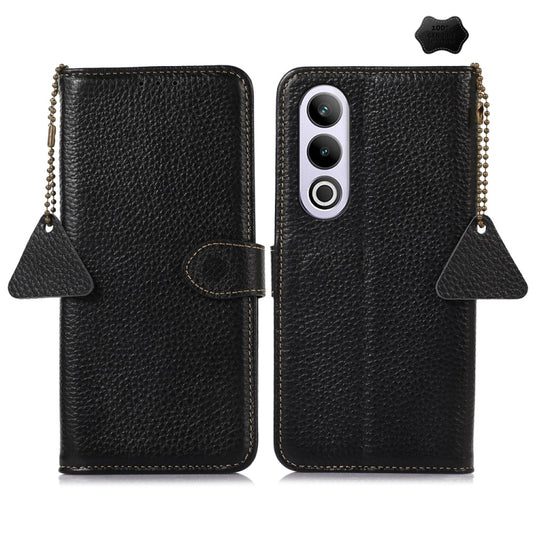 For OnePlus Nord CE4 5G / K12 5G Genuine Leather Litchi Texture RFID Leather Phone Case(Black) - OnePlus Cases by buy2fix | Online Shopping UK | buy2fix