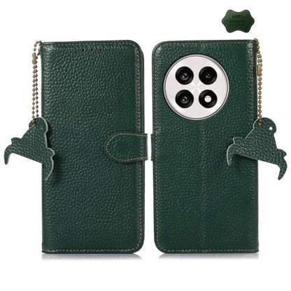 For OnePlus Ace 5 / 13R 5G Genuine Leather Litchi Texture RFID Leather Phone Case(Green) - Ace 5 Cases by buy2fix | Online Shopping UK | buy2fix