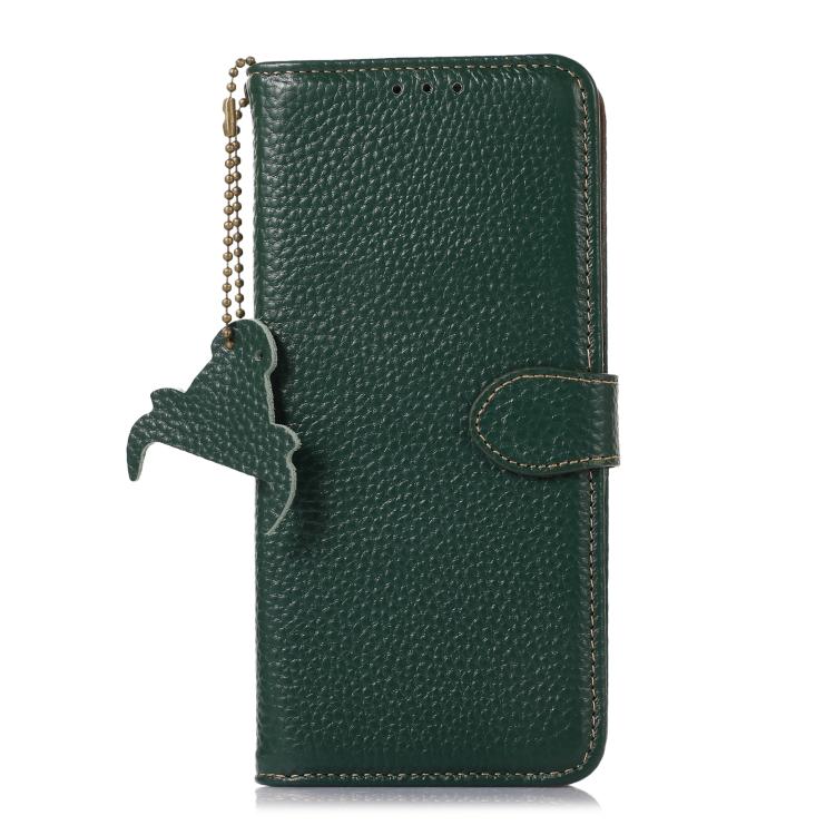 For OnePlus Ace 5 / 13R 5G Genuine Leather Litchi Texture RFID Leather Phone Case(Green) - Ace 5 Cases by buy2fix | Online Shopping UK | buy2fix