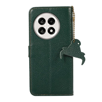 For OnePlus Ace 5 / 13R 5G Genuine Leather Litchi Texture RFID Leather Phone Case(Green) - Ace 5 Cases by buy2fix | Online Shopping UK | buy2fix