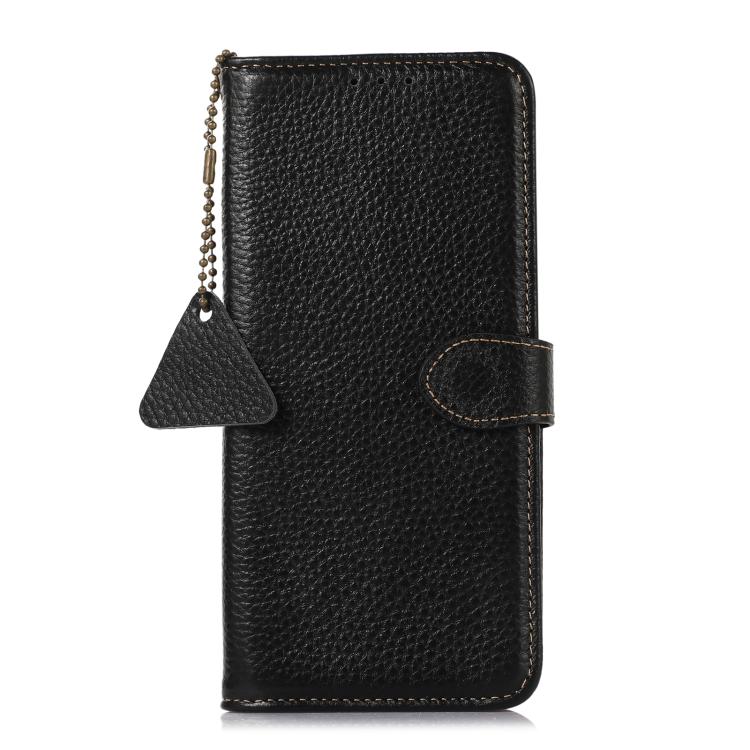 For OnePlus Ace 5 / 13R 5G Genuine Leather Litchi Texture RFID Leather Phone Case(Black) - OnePlus Cases by buy2fix | Online Shopping UK | buy2fix