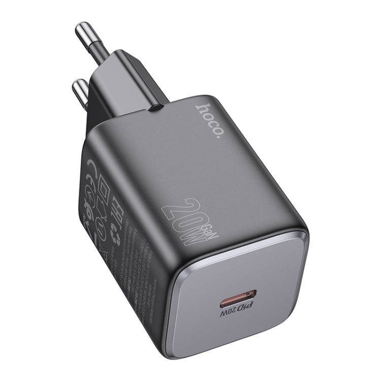 hoco N40 Mighty PD20W Single Type-C Port Charger, EU Plug(Black) - USB Charger by hoco | Online Shopping UK | buy2fix