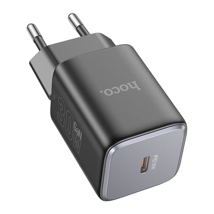 hoco N43 Vista PD30W Single Port Type-C Charger, EU Plug(Black) - USB Charger by hoco | Online Shopping UK | buy2fix