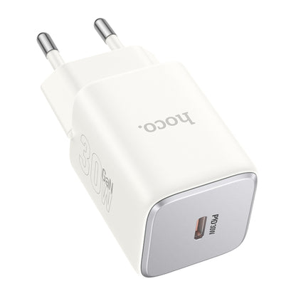 hoco N43 Vista PD30W Single Port Type-C Charger, EU Plug(White) - USB Charger by hoco | Online Shopping UK | buy2fix