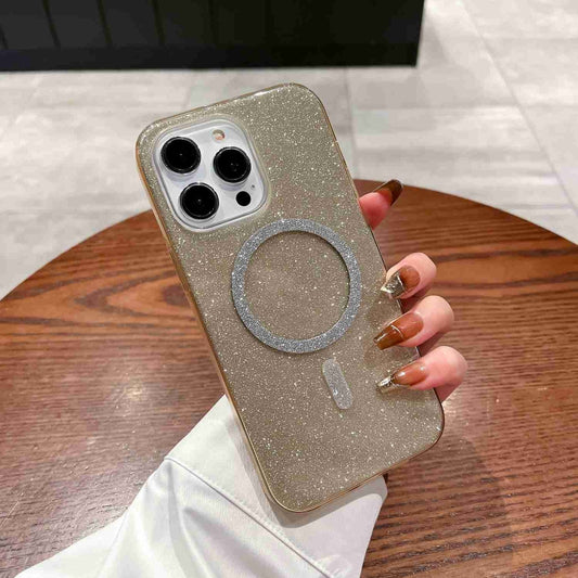 For iPhone 14 Plus Glitter MagSafe Magnetic TPU Phone Case(Gold) by buy2fix