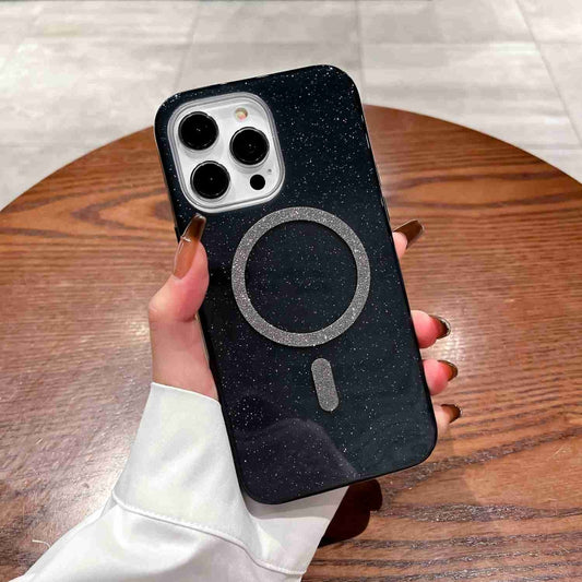 For iPhone 15 Plus Glitter MagSafe Magnetic TPU Phone Case(Black) by buy2fix