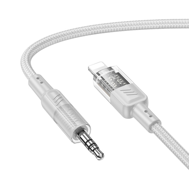 hoco UPA27 Crystal Clear 8 Pin to 3.5mm Audio Adapter Cable(Grey) - Video & Audio Cable by hoco | Online Shopping UK | buy2fix