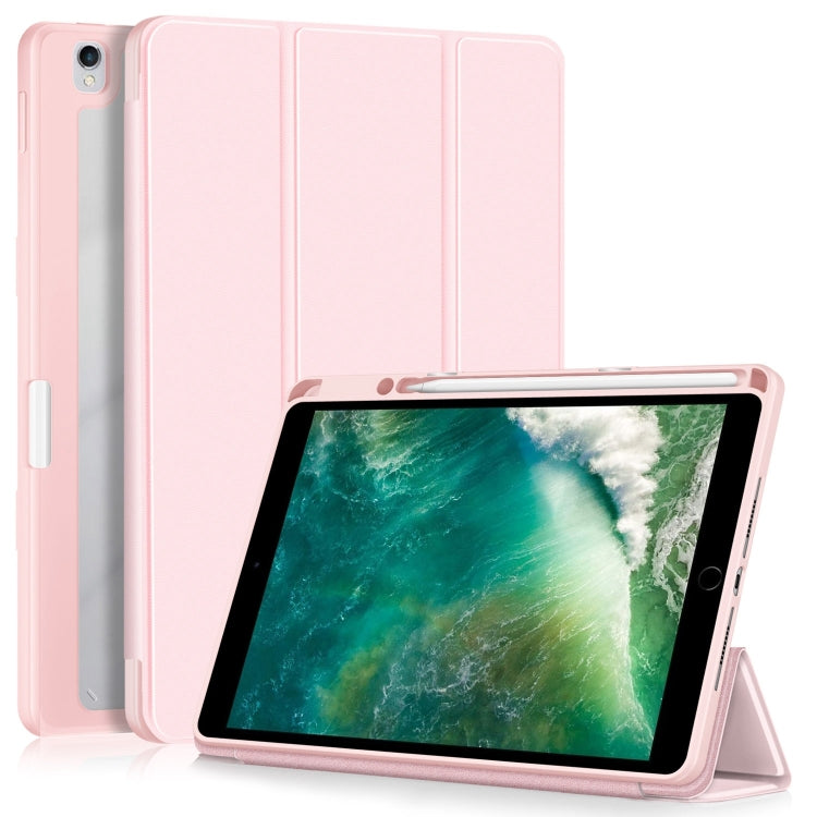 For iPad 10.2 2021 / 2020 / 10.5 Acrylic 3-Fold Solid Color Smart Leather Tablet Case(Pink) - iPad 10.2 Cases by buy2fix | Online Shopping UK | buy2fix