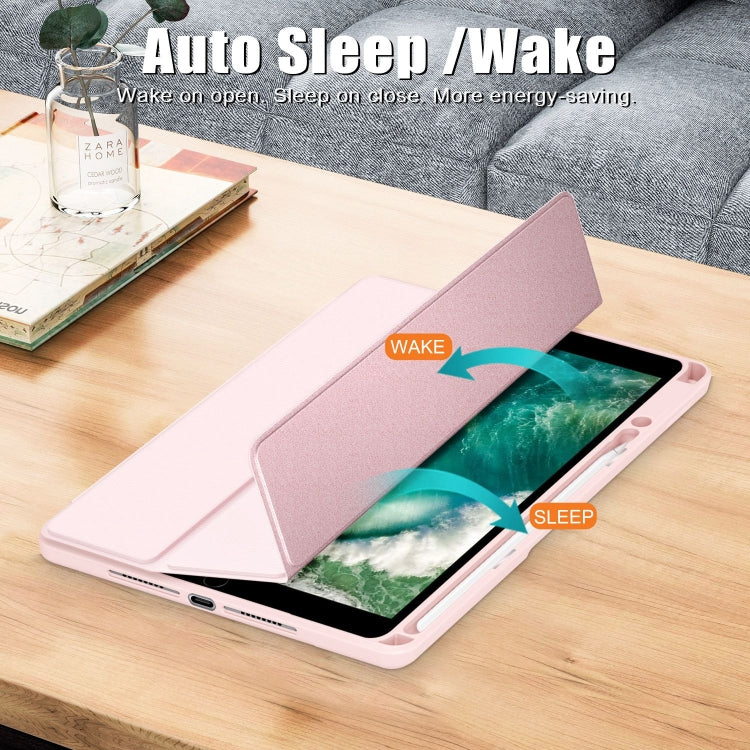 For iPad 10.2 2021 / 2020 / 10.5 Acrylic 3-Fold Solid Color Smart Leather Tablet Case(Pink) - iPad 10.2 Cases by buy2fix | Online Shopping UK | buy2fix