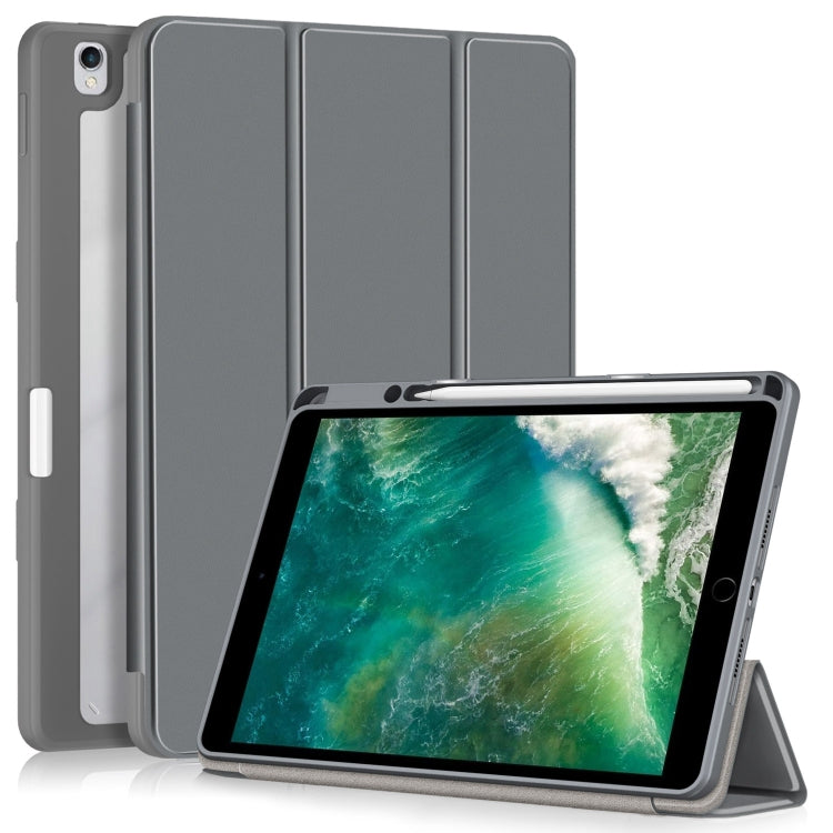 For iPad 10.2 2021 / 2020 / 10.5 Acrylic 3-Fold Solid Color Smart Leather Tablet Case(Grey) - iPad 10.2 Cases by buy2fix | Online Shopping UK | buy2fix