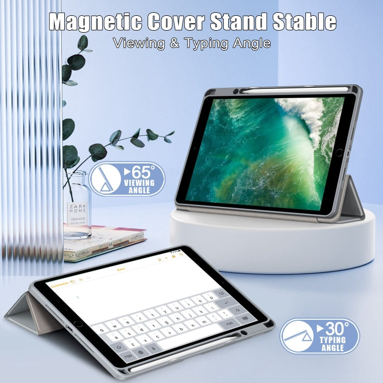 For iPad 10.2 2021 / 2020 / 10.5 Acrylic 3-Fold Solid Color Smart Leather Tablet Case(Grey) - iPad 10.2 Cases by buy2fix | Online Shopping UK | buy2fix