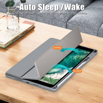 For iPad 10.2 2021 / 2020 / 10.5 Acrylic 3-Fold Solid Color Smart Leather Tablet Case(Grey) - iPad 10.2 Cases by buy2fix | Online Shopping UK | buy2fix