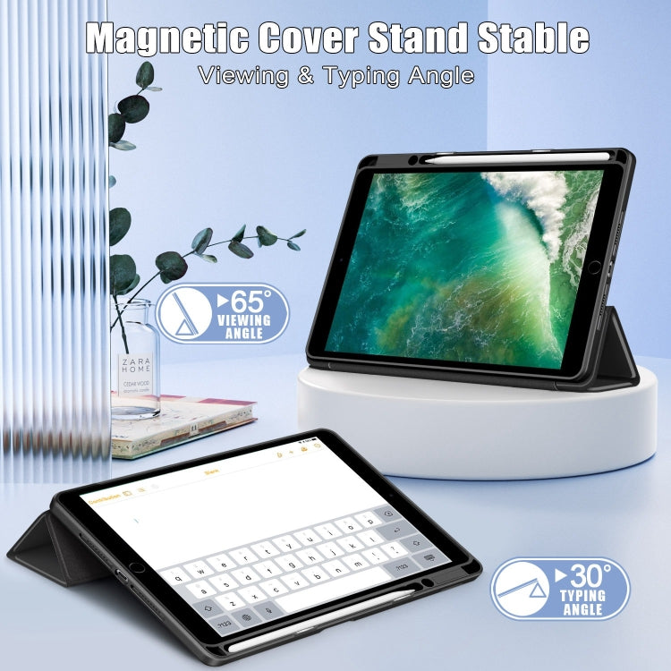 For iPad 10.2 2021 / 2020 / 10.5 Acrylic 3-Fold Solid Color Smart Leather Tablet Case(Black) - iPad 10.2 Cases by buy2fix | Online Shopping UK | buy2fix