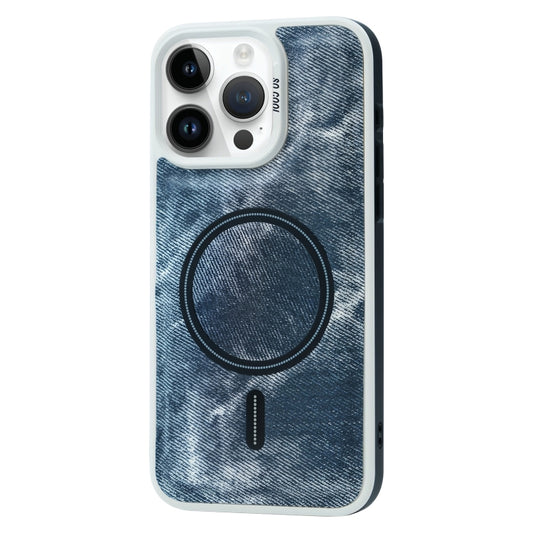 For iPhone 13 Pro Max Contrast Color Denim MagSafe Magnetic Phone Case(Grey Blue) - iPhone 13 Pro Max Cases by buy2fix | Online Shopping UK | buy2fix