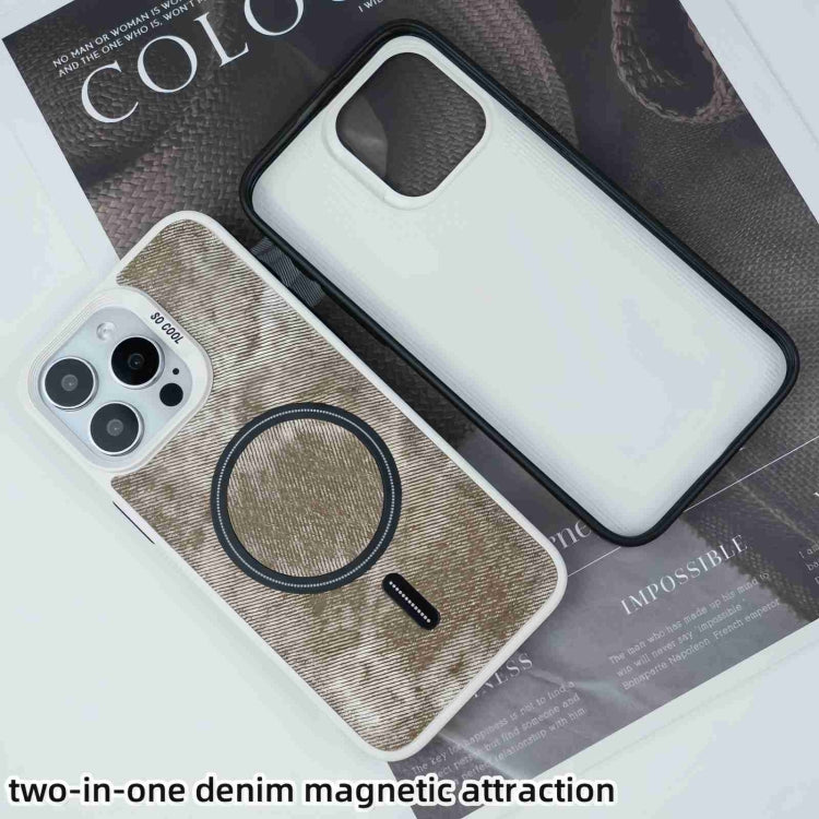 For iPhone 15 Contrast Color Denim MagSafe Magnetic Phone Case(Black) - iPhone 15 Cases by buy2fix | Online Shopping UK | buy2fix