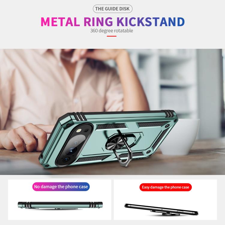 For Google Pixel 10 Shockproof TPU + PC Phone Case with Holder(Dark Green) - Google Cases by buy2fix | Online Shopping UK | buy2fix