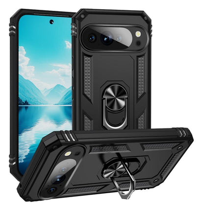 For Google Pixel 10 Pro Shockproof TPU + PC Phone Case with Holder(Black) - Google Cases by buy2fix | Online Shopping UK | buy2fix