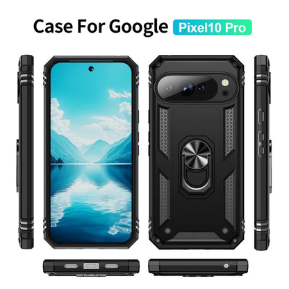 For Google Pixel 10 Pro Shockproof TPU + PC Phone Case with Holder(Black) - Google Cases by buy2fix | Online Shopping UK | buy2fix