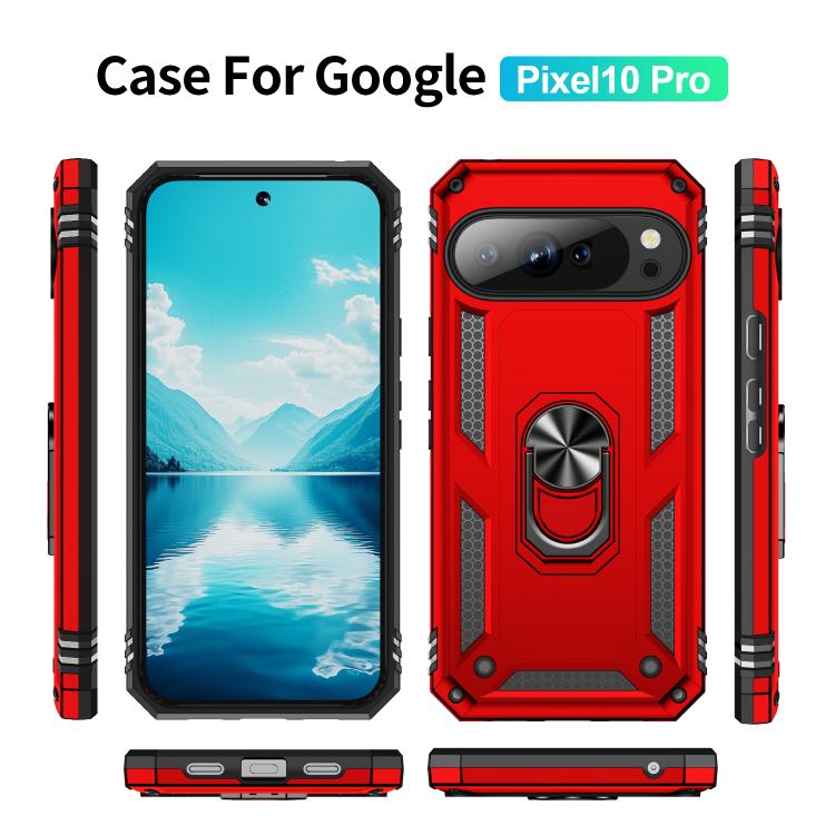 For Google Pixel 10 Pro Shockproof TPU + PC Phone Case with Holder(Red) - Google Cases by buy2fix | Online Shopping UK | buy2fix