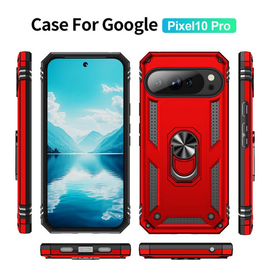 For Google Pixel 10 Pro Shockproof TPU + PC Phone Case with Holder(Red) - Google Cases by buy2fix | Online Shopping UK | buy2fix