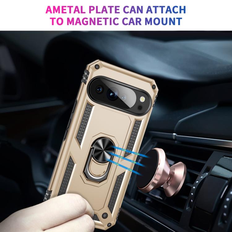 For Google Pixel 10 Pro Shockproof TPU + PC Phone Case with Holder(Gold) - Google Cases by buy2fix | Online Shopping UK | buy2fix