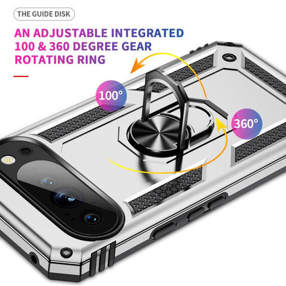 For Google Pixel 10 Pro Shockproof TPU + PC Phone Case with Holder(Silver) - Google Cases by buy2fix | Online Shopping UK | buy2fix