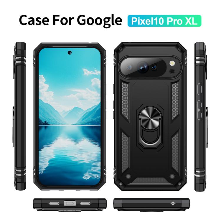 For Google Pixel 10 Pro XL Shockproof TPU + PC Phone Case with Holder(Black) - Google Cases by buy2fix | Online Shopping UK | buy2fix