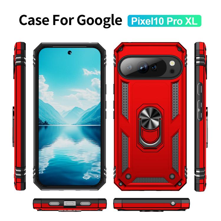 For Google Pixel 10 Pro XL Shockproof TPU + PC Phone Case with Holder(Red) - Google Cases by buy2fix | Online Shopping UK | buy2fix