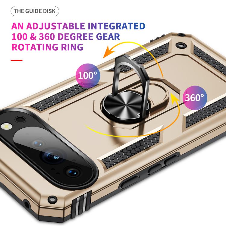 For Google Pixel 10 Pro XL Shockproof TPU + PC Phone Case with Holder(Gold) - Google Cases by buy2fix | Online Shopping UK | buy2fix