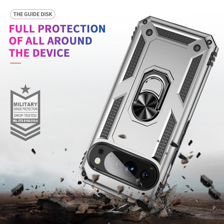 For Google Pixel 10 Pro XL Shockproof TPU + PC Phone Case with Holder(Silver) - Google Cases by buy2fix | Online Shopping UK | buy2fix