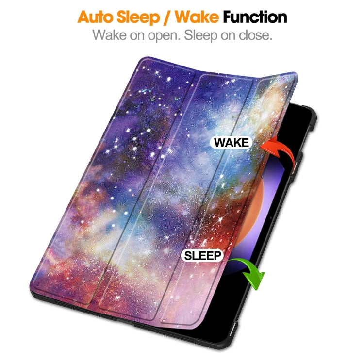 For Xiaomi Pad 6S Pro Custer Painted 3-Fold Holder Smart Leather Tablet Case(Milky Way Nebula) - More Tablet Cases by buy2fix | Online Shopping UK | buy2fix