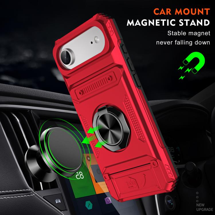For iPhone Air TPU+PC Shockproof Card Phone Case with Metal Ring Holder(Red) - iPhone Air Cases by buy2fix | Online Shopping UK | buy2fix