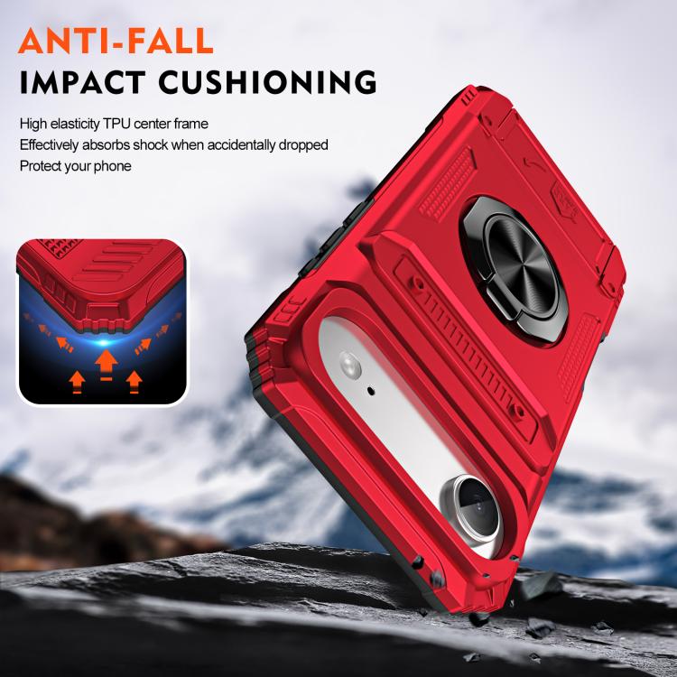 For iPhone Air TPU+PC Shockproof Card Phone Case with Metal Ring Holder(Red) - iPhone Air Cases by buy2fix | Online Shopping UK | buy2fix