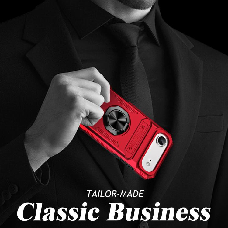 For iPhone Air TPU+PC Shockproof Card Phone Case with Metal Ring Holder(Red) - iPhone Air Cases by buy2fix | Online Shopping UK | buy2fix