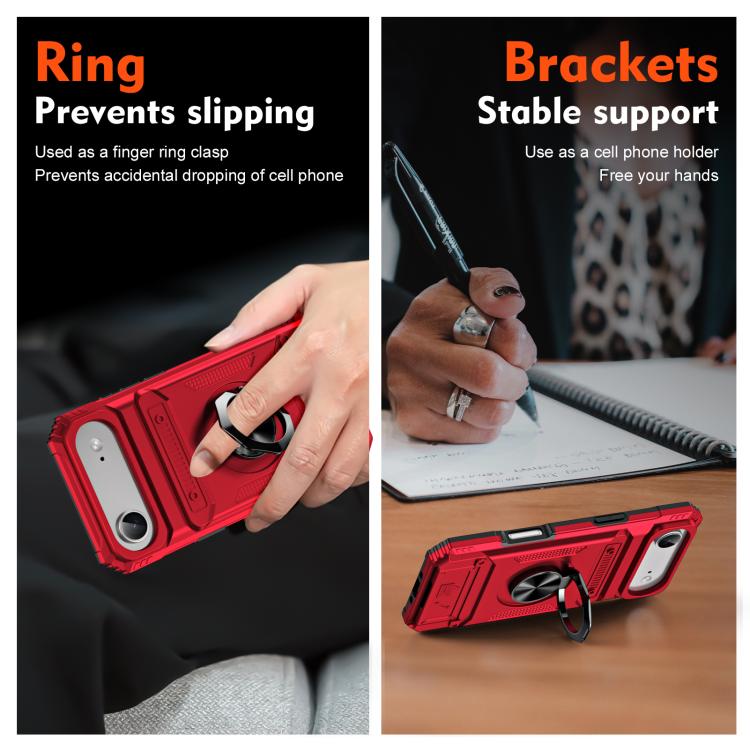 For iPhone Air TPU+PC Shockproof Card Phone Case with Metal Ring Holder(Red) - iPhone Air Cases by buy2fix | Online Shopping UK | buy2fix