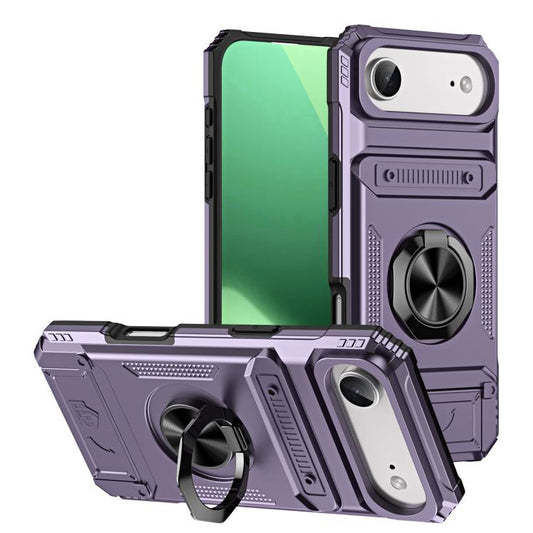 For iPhone Air TPU+PC Shockproof Card Phone Case with Metal Ring Holder(Purple) - iPhone Air Cases by buy2fix | Online Shopping UK | buy2fix