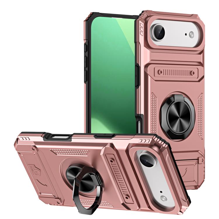 For iPhone Air TPU+PC Shockproof Card Phone Case with Metal Ring Holder(Rose Gold) - iPhone Air Cases by buy2fix | Online Shopping UK | buy2fix