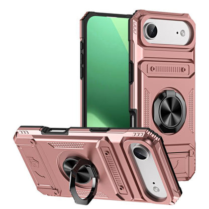 For iPhone Air TPU+PC Shockproof Card Phone Case with Metal Ring Holder(Rose Gold) - iPhone Air Cases by buy2fix | Online Shopping UK | buy2fix